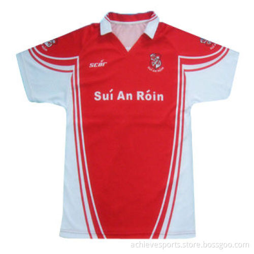 100% Polyester Red Soccer Jersey with Team Logo, Customized Designs, Sizes Accepted